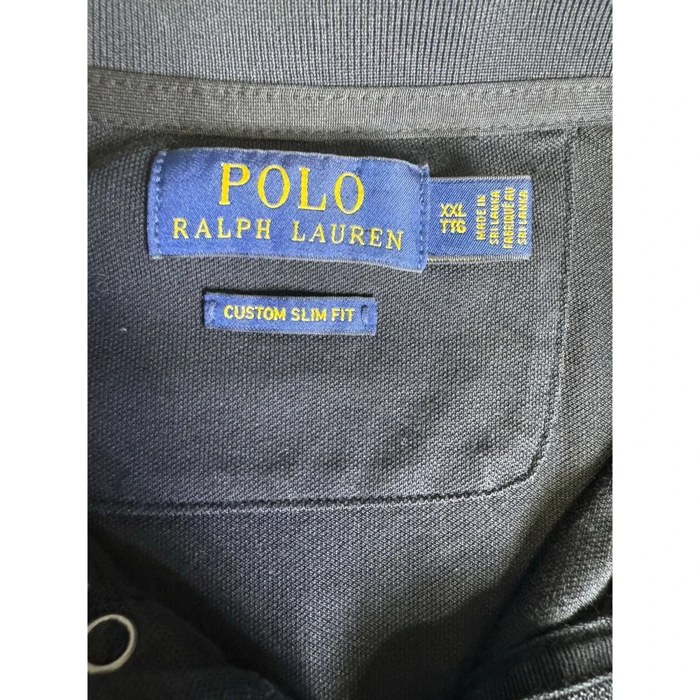 Polo Ralph Lauren Big Pony Quarter Zip Polo Shirt Navy 3 Patch Y2K XXL